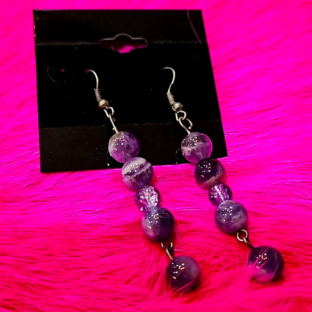 NWT AMETHYST DESIGNER  PIERCED‎ EARRINGS